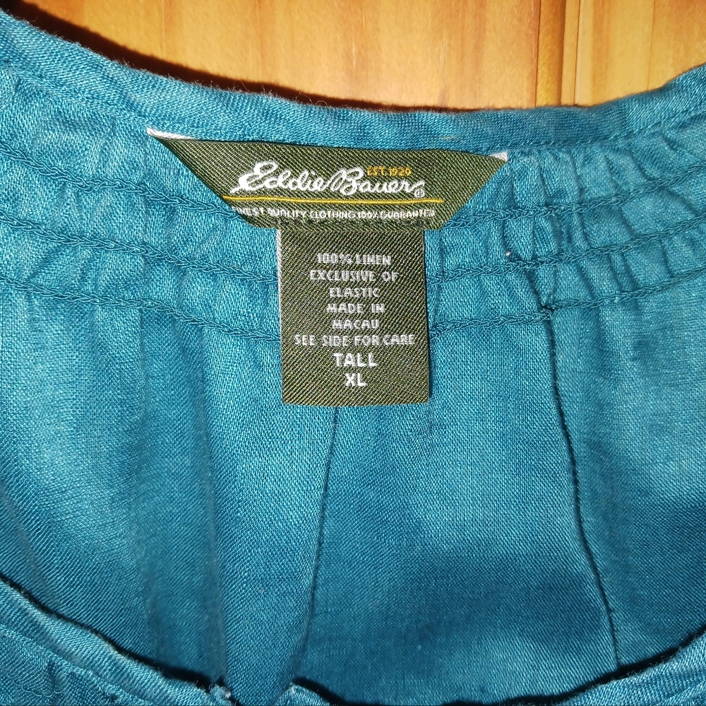 Eddie Bauer Teal Green 3/4 Sleeve linen Tunic NWOT XL tall - Picture 2 of 8
